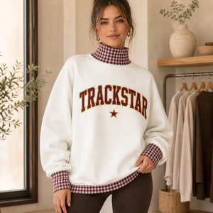 เสื้อสเวตเชิ้ตคอเต่าปักลาย Trackstar รุ่น TS-MN-031 คุณภาพส่งออก ทรงโอเวอร์ไซส์ สไตล์ลำลองสำหรับผู้หญิง ผ้าฟลีซพรีเมียม สตรีทแฟชั่น - Product Image 4