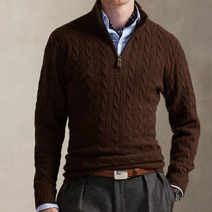 Sweat à capuche épais personnalisé pour homme, en tricot chaud, couleur unie, avec fermeture éclair rayée, en molleton de coton, style streetwear - Product Image 6