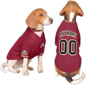 Maillot de baseball personnalisé pour chien, marron, en maille respirante, sans manches, imprimé par sublimation, antibactérien, avec nom et numéro, en polyester - Product Image 1