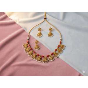 Ensemble de colliers classiques en or finition haut de gamme, bijoux ethniques élégants pour mariée, ensemble de colliers de mariage traditionnels pour occasions festives et soirées - Product Image 5