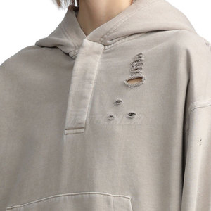 Stylish Everyday Distressed Hoodie For Men Casual Street Sweatshirt With Soft Cotton <b>Blend</b> - Product Image 4