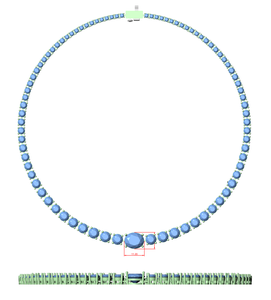 Luxury 925 Sterling Silver Rhodium Plated <b>Graduated</b> Lab Grown Diamond Tennis Necklace East West Oval Center Stone Anniversary - Product Image 6