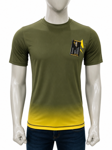T-shirt unisexe AERO AFI à manches courtes, dégradé olive jaune, séchage rapide, impression par sublimation, logo frontal, 100% coton, haut de sport - Product Image 1