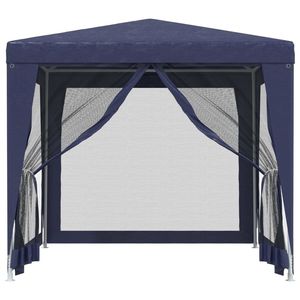 Carpa azul de 8,2 'x 8,2' HDPE para bodas y fiestas con 4 paredes laterales de malla - Product Image 3