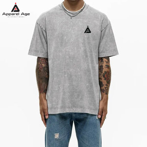 เสื้อยืดแขนสั้นคุณภาพสูง ผ้าฝ้าย 100% ทรงหลวม สไตล์ย้อมสีเอซิด สำหรับผู้ชาย พร้อมสกรีนโลโก้ตามสั่ง - Product Image 1