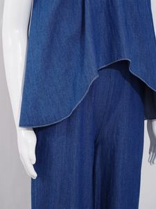 Combinaisons en Jean Mode pour Filles de 6 à 16 <span class=keywords><strong>Ans</strong></span>, sans Manches, Jambes Larges – Salopettes Décontractées en Jean pour Enfants - Product Image 4