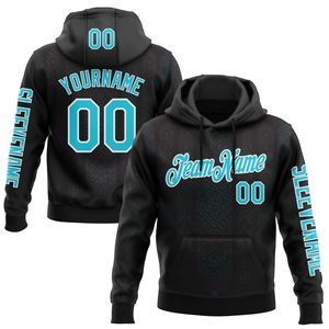 Vente en gros directe, nouvelle conception, sweat à capuche personnalisé noir, bleu-blanc, motif 3D ethnique tribal, vêtements de sport - Product Image 1