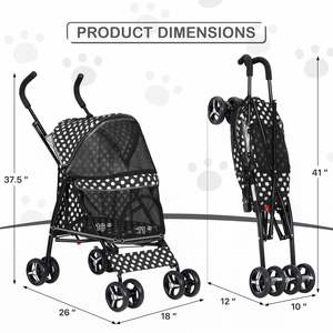 Chariot pliable de qualité TH-PPS-235 pour animaux de compagnie avec bouches d'aération Roues de roulement lisses et poignée de poussée antidérapante Personnalisable - Product Image 5