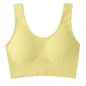 Sujetador deportivo sin costuras para mujer, sin aros, copa 3/4, espalda cruzada, color liso, de secado rápido, transpirable, tejido, con soporte, para yoga, gimnasio, ropa deportiva, OEM ODM - Product Image 5