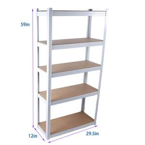 Unidad de estantería de Metal blanco de 5 niveles, estante de utilidad de almacenamiento de garaje ajustable laminado, estante de organización multiusos de alta resistencia para - Product Image 4