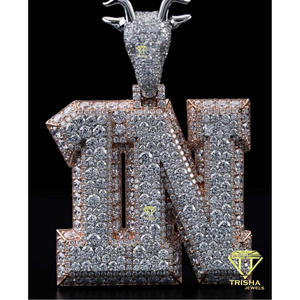 Premium LN <b>Initial</b> Letter Pendant Personalized Hip Hop <b>Necklace</b> 18K Gold GIA Certified Lab Grown Moissanite 925 <b>Silver</b> Luxury - Product Image 2