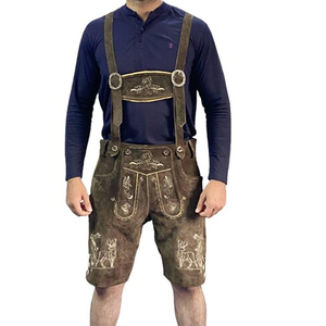 Lederhosen bavaroises authentiques pour hommes, shorts traditionnels pour l'Oktoberfest, en cuir tricoté, couleur unie, séchage rapide, légers - Product Image 1