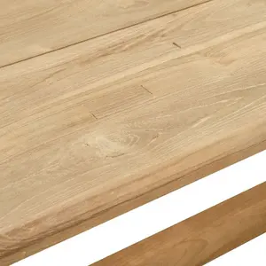 Mesa de Comedor Cuadrada Moderna de Madera de Teca Sólida Premium, Estilo Natural Minimalista, para Villa, Restaurante, Hotel, Cafetería, Plegable e Impermeable - Product Image 6