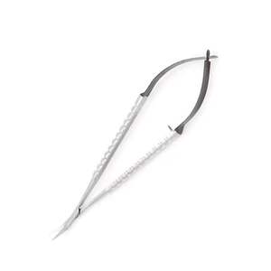 Micro-ciseaux Castroviejo à manche plat, courbés/droits, longueur 18 cm/7 po, tranchants, en acier inoxydable, pour usage ophtalmique - Product Image 4