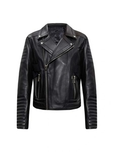 Chaqueta de cuero estilo biker con cremallera asimétrica - Product Image 1