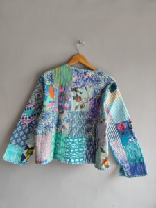 Quilted <b>Patchwork</b> <b>Jacket</b> Women's Mandarin Collar Full Sleeve Cotton Spring Style Regular Length Printed Design gift for her - Product Image 6