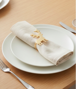 Lot de 3 Anneaux de Serviette en Laiton Antique Motif Renne, Décoration de Table de Noël, Support Métallique Animal de Dessin Animé pour Usage Domestique - Product Image 3