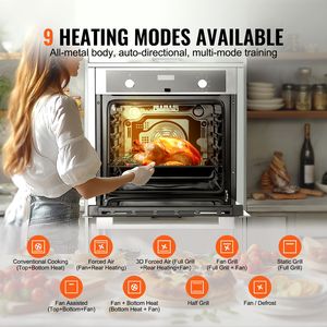 Forno Elettrico da Incasso da 24 Pollici con 9 Funzioni di Cottura, Capacità 2,68 Piedi Cubi, 2800W, Funzione Timer e Cottura - Product Image 2