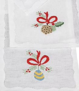 Serviette de bar pliée en lin brodée main, motifs de Noël modernes, personnalisable, réutilisable, ourlet festonné, 6x9 pouces, vente en gros - Product Image 2