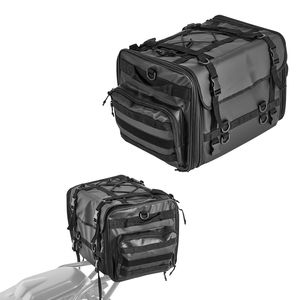 40-60L espandibile borsa da sedile posteriore impermeabile spallacci pieghevoli sport all'aria aperta moto deposito bagagli nero moto moto - Product Image 1
