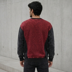 Acid <b>Wash</b> Crewneck Fleece Lined Heavyweight 220g 100% Cotton Solid Custom Made High Quality Men's Winter Casual Hoodie Pakistan - Product Image 2