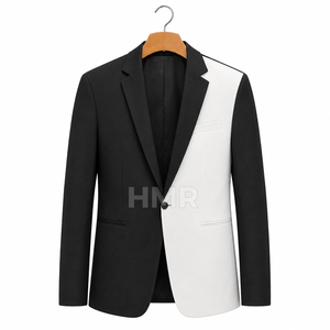 Blazer de Dos Tonos Blanco y Negro con Cuello de Solapa y Cierre de un Solo Botón, Ropa Griega de la Hermandad HMR Sorority, Abrigo Formal - Product Image 5