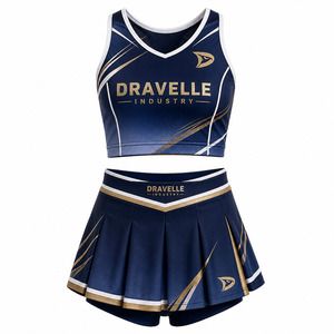 ชุดยูนิฟอร์มเชียร์ลีดเดอร์สั่งทำพิเศษจาก Dravelle Industry สีอินดิโก้ไล่เฉด พร้อมโลโก้สีทองเมทัลลิกและขอบสีขาว - Product Image 2