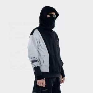 Sweat-shirt à capuche pour homme, style urbain, techwear, streetwear tactique, noir, cyberpunk, ninja, poche utilitaire, Harajuku, coupe oversize - Product Image 4