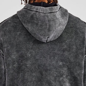 Sudadera con capucha personalizada con logo, de tejido grueso, corta, con cremallera, estilo vintage, lavado ácido, con bordado desgastado y parches. Calificación de tienda: 5.0 (144 reseñas) - Product Image 5