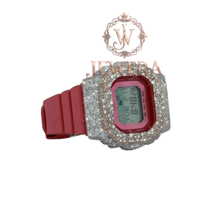 Indian Manufacture Moissanite <b>Red</b> Rubber Diamond Watch for Business Wear Night Events and Luxury Looks Available for Best Price - Product Image 4