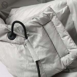 Veste d'hiver rembourrée à capuche 100% polyester, fermeture éclair, tissu brillant à effet bulles, séchage rapide, coupe-vent, respirante, haute qualité, pour homme - Product Image 5