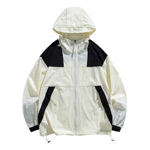 Veste coupe-vent légère en toile unisexe, imperméable, col montant, capuche zippée, grandes tailles, design color block – Meilleure vente - Product Image 1