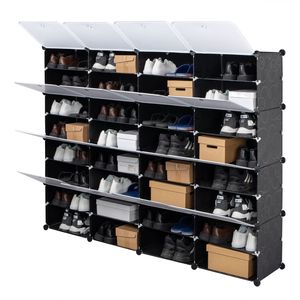 Scarpiera Portatile a 8 Livelli per 64 Paia, Organizzatore a Torre con 32 Scomparti, Mobile Contenitore Espandibile per Tacchi, Stivali e Ciabatte - Product Image 2