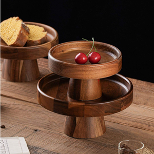 Support à gâteau en bois naturel, présentoir à dessert rustique - Product Image 4