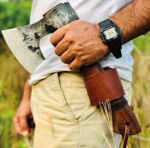 Hacha de Acero con Alto Contenido de Carbono de Grado Industrial, Estilo Vikingo, con Funda de Cuero, Hacha Personalizable de Alta Calidad, Multifuncional y Duradera - Product Image 2