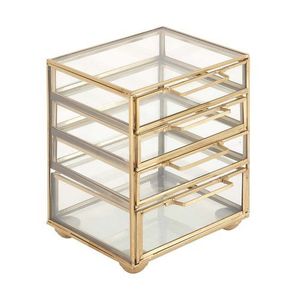 Modern Luxury Glass Jewelry Organizer <b>with</b> Strong Metal Frame for Rings Bracelets and Necklace Collection - Product Image 3
