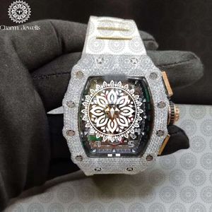 Montre pour homme Charm Jewells en acier inoxydable, boîtier de 40 mm, accents de diamants, analogique, luxe, mode, mouvement mécanique, date automatique, fonction push - Product Image 5