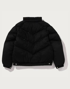 Blouson matelassé unisexe noir avec broderie étoile à sequins, col montant, fermeture éclair, coupe-vent, hiver, décontracté, épais, camouflage - Product Image 5