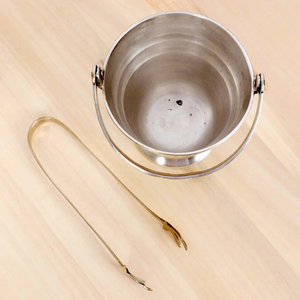 Metal Beverage Tub Wine Ice Bucket with Tong Silver Color Metal Brass Wine <b>Cooler</b> Bucket Stainless Steel Shiny Polished Supply - Product Image 5