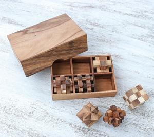 Caja de Rompecabezas de Madera con Acabado en Nogal de Lujo, Juego de Lógica Geométrica 3D para Decoración de Oficina, Alivio del Estrés, Rompecabezas de Encaje, Juguete de Escritorio - Product Image 6