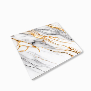 Azulejos de Porcelana Pulida y Esmaltada PGVT de Lujo de 60x60cm, Aspecto de Mármol de Alto Brillo, Azulejos de Alto Brillo para Paredes y Pisos Interiores - Product Image 4