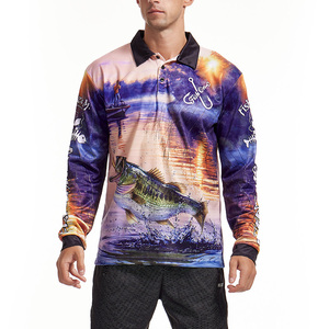 Chemises de pêche à manches longues, nouveau design, UPF50+, séchage rapide, respirantes, jersey de pêche personnalisé avec impression de poissons, vêtements de pêche - Product Image 3