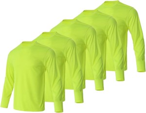 Camiseta de Manga Larga para Hombre, Nueva, Ecológica, Transpirable, Cómoda, de Tela, Color Verde Neón, de Secado Rápido, Corte Regular, Cuello Redondo, Lisa, 2026 - Product Image 1