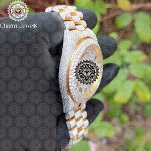 นาฬิกาข้อมือผู้ชายสุดหรู Charm_Jewells ขนาด 40 มม. ตัวเรือนสแตนเลสประดับเพชร ระบบอนาล็อกจักรกล แสดงวันที่ กันน้ำได้ 10 บาร์ - Product Image 4