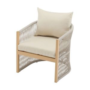 Fauteuil de salon moderne en aluminium beige avec un design élégant en corde tressée, confort rembourré pour la vie en plein air - Product Image 6