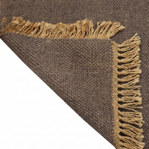 Dark Brown Textured Flatweave <b>Rug</b>, Solid Cocoa Handwoven Area Carpet with Natural Fringe for Living Room, Bedroom and Hotel - Product Image 5