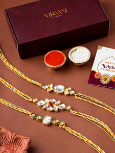Collection de Rakhi Kundan Premium Élégante Faite à la Main, Bijoux Ajustables en Fil pour Frère, Cadeau Idéal pour Célébrations Festives - Product Image 5