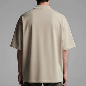 Camiseta de Alta Calidad 100% Algodón, Corte Holgado, Cuello Redondo, Manga Corta, Color Sólido, Tejido Grueso, Transpirable, Informal, Lisa, Estilo Hip Hop para Hombre - Product Image 2