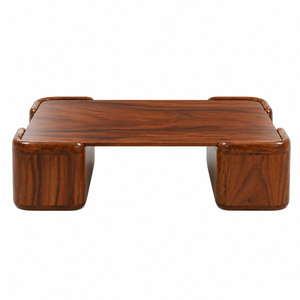 Designer Solid Suar Wood Eco-Friendly Durable <b>Coffee</b> <b>Table</b> Luxury Block Base Construction <b>Walnut</b> Finish for Hospitality Projects - Product Image 1