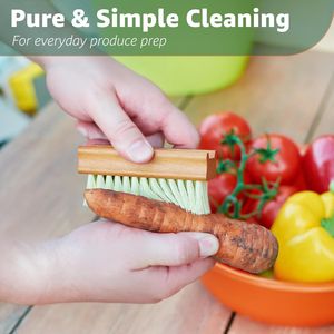 Lot de 2 brosses confortables en bois pour fruits et légumes, pour nettoyer les pommes de terre et les champignons - Product Image 3